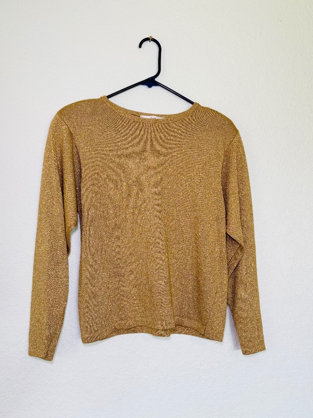 Illustrations Sweater Women's Medium Gold Copper Metallic Festive Vintage 80s